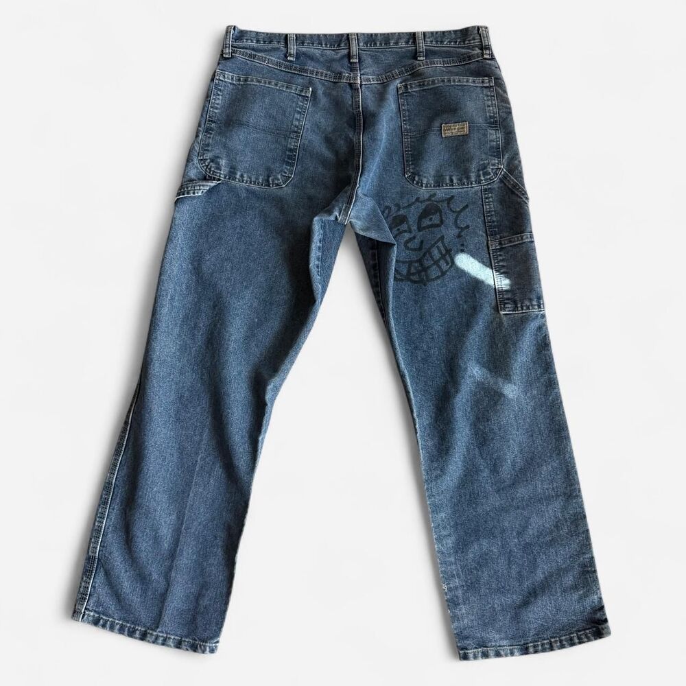 Wrangler Men's Blue and Navy Jeans - Picture 2 of 8